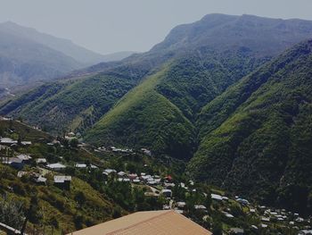 Scenic view of valley and mountains 