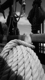 Close-up of rope tied to boat