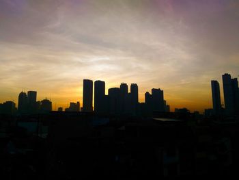 View of city at sunset