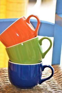 Close-up of coffee cup on table