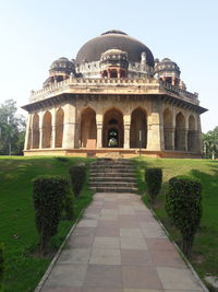 View of historical building in garden
