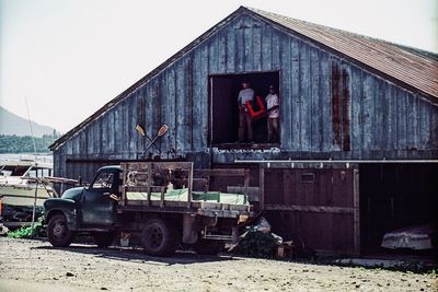 Man standing on old building