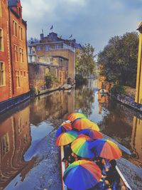 View of canal in city