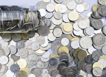 Scattered coins on a table