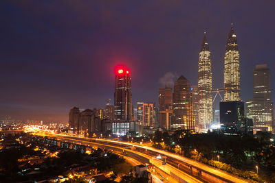 Illuminated city at night