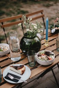 High angle view of food on table