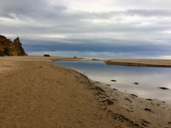 Scenic view of beach against sky