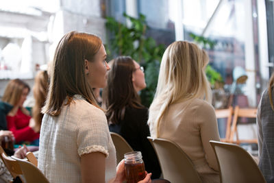 Group of people in front of cafe