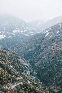 High angle view of valley against sky