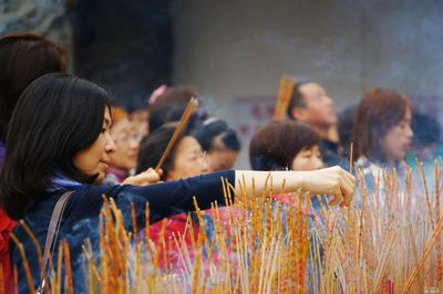 Group of people looking at outdoors