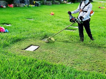 Man working on field