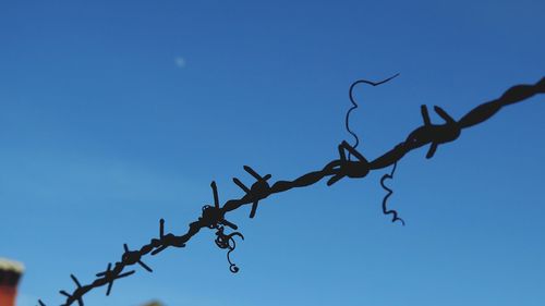 Low angle view of bare tree against clear blue sky