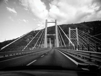 View of suspension bridge against sky