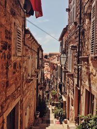 Narrow street amidst buildings in city