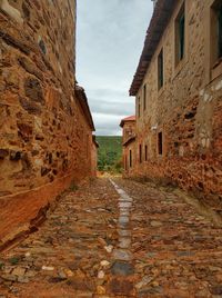 Narrow alley amidst buildings against sky