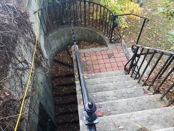 High angle view of spiral staircase