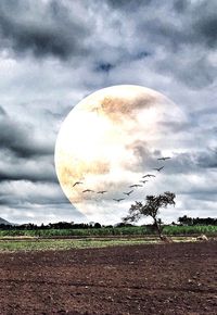 Scenic view of landscape against cloudy sky