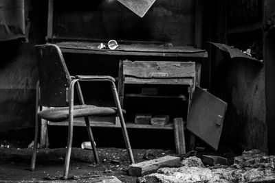 Empty chairs in abandoned room