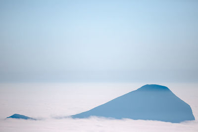 Scenic view of snow covered mountains