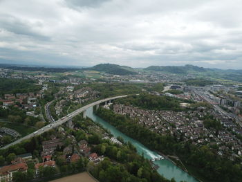 High angle view of townscape against sky