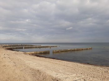 Scenic view of beach against sky