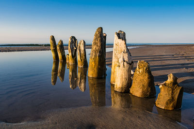 Panoramic view of sea against clear sky