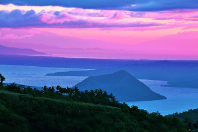 Scenic view of sea at sunset