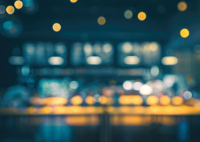 Defocused image of illuminated lights at night