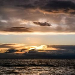 Scenic view of sea against cloudy sky