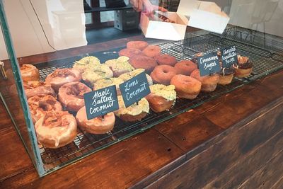 High angle view of food for sale