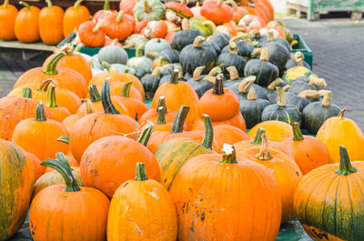 Pumpkins for sale at market stall