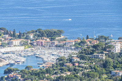 Aerial view of saint-jean-cap-ferrat with the blue sea and beautiful beaches