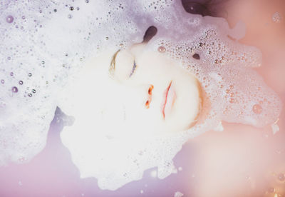 Close-up of bubbles in bathroom