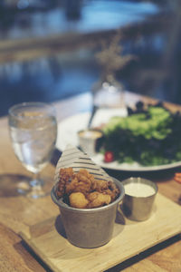 Close-up of food on table