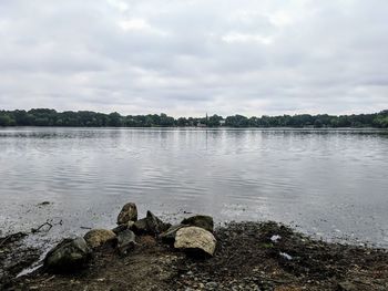 Scenic view of lake against sky