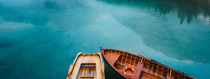 High angle view of swimming pool by sea