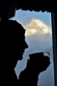 View of building through window