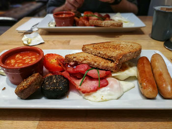 Close-up of food on table