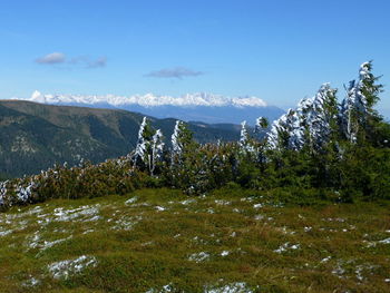 Scenic view of mountains against sky