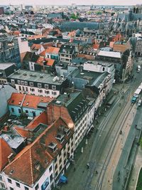 High angle view of buildings in city