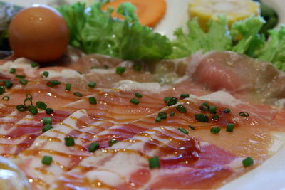 Close-up of food served in plate