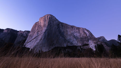 El capitan in yosemite at sunset from el cap meadow during fall