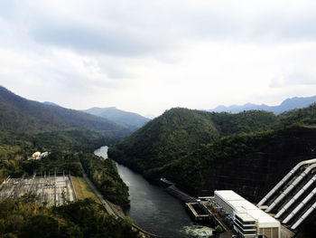 Scenic view of dam against sky