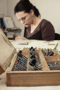 Man working on table