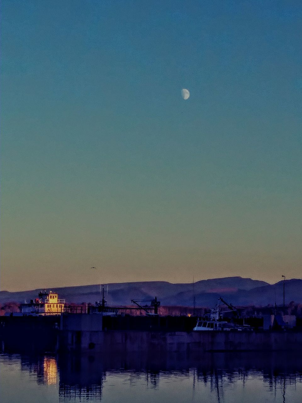 SCENIC VIEW OF RIVER AGAINST SKY AT DUSK