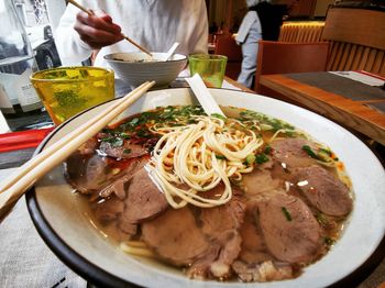 High angle view of meal served in plate