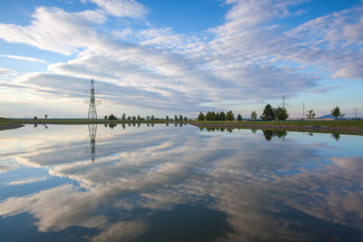 Scenic view of lake against sky