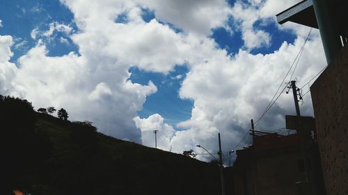 Low angle view of built structure against cloudy sky