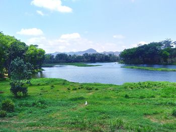 Scenic view of lake against sky