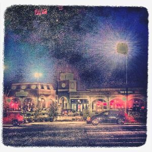 View of illuminated building